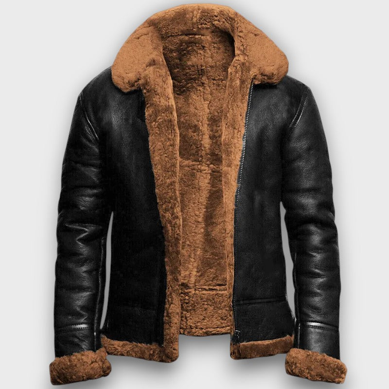 Veste en cuir doublée chaude d’hiver (homme)