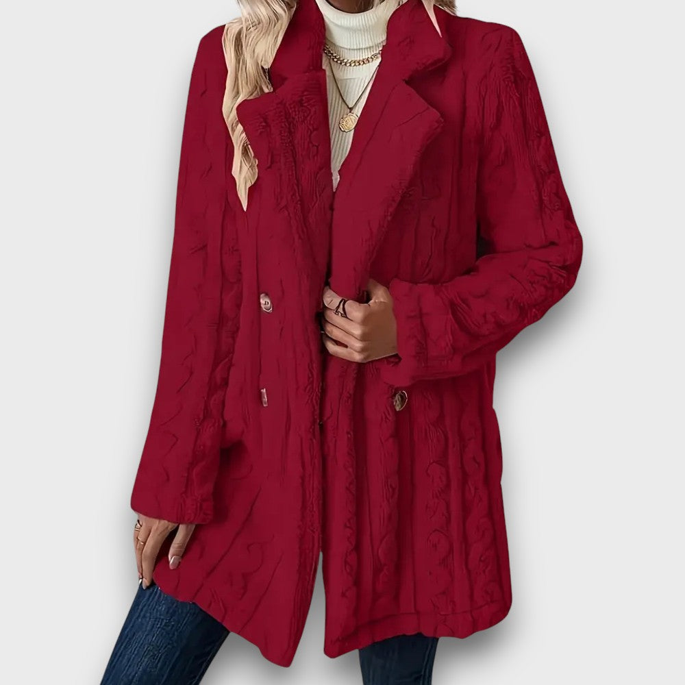 Manteau tricoté doux avec boutons (femme)