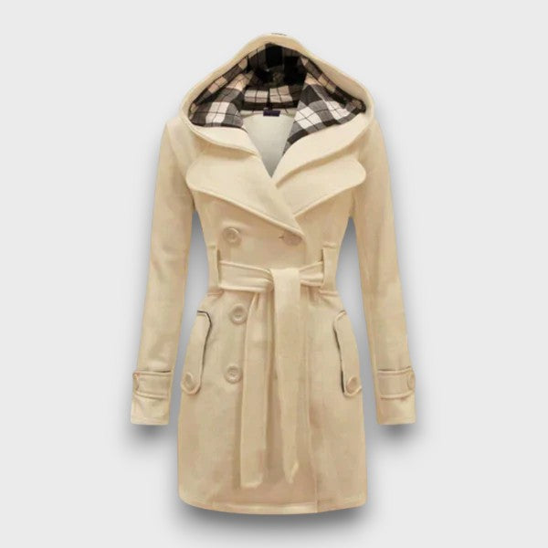 Manteau avec ceinture et capuche élégant (femme)