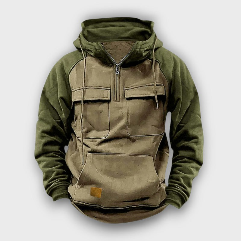 Sweat à capuche bicolore avec poches poitrine (homme)