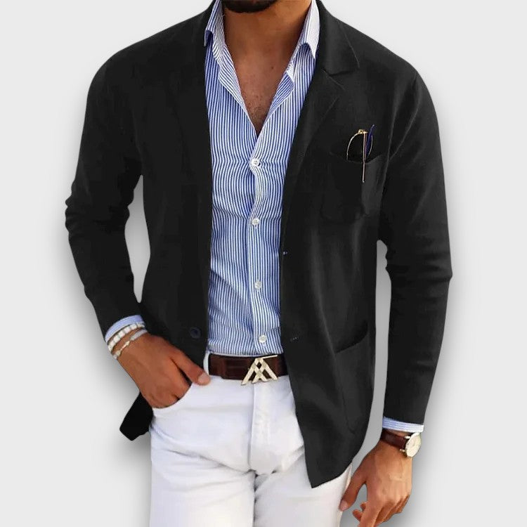 Blazer léger bleu avec poches plaquées (homme)