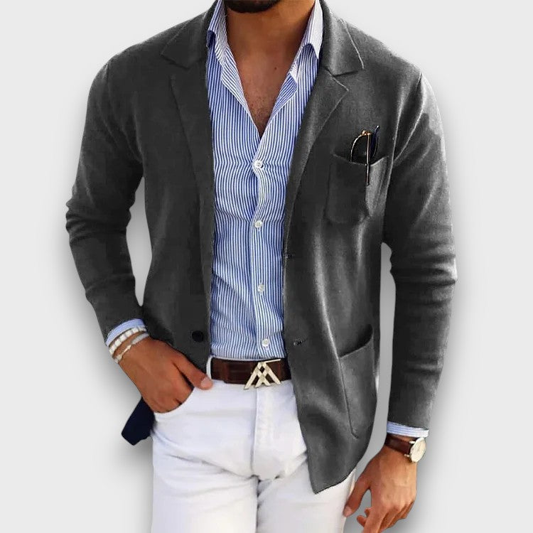 Blazer léger bleu avec poches plaquées (homme)
