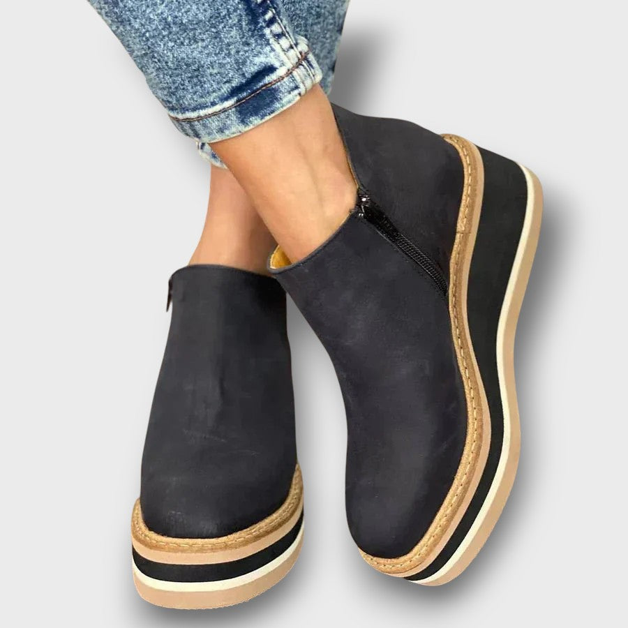 Bottines à semelle compensée avec fermeture éclair (femme)