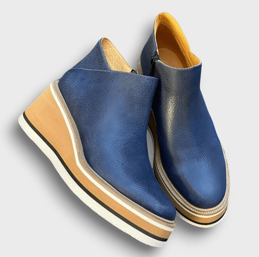 Bottines à semelle compensée avec fermeture éclair (femme)