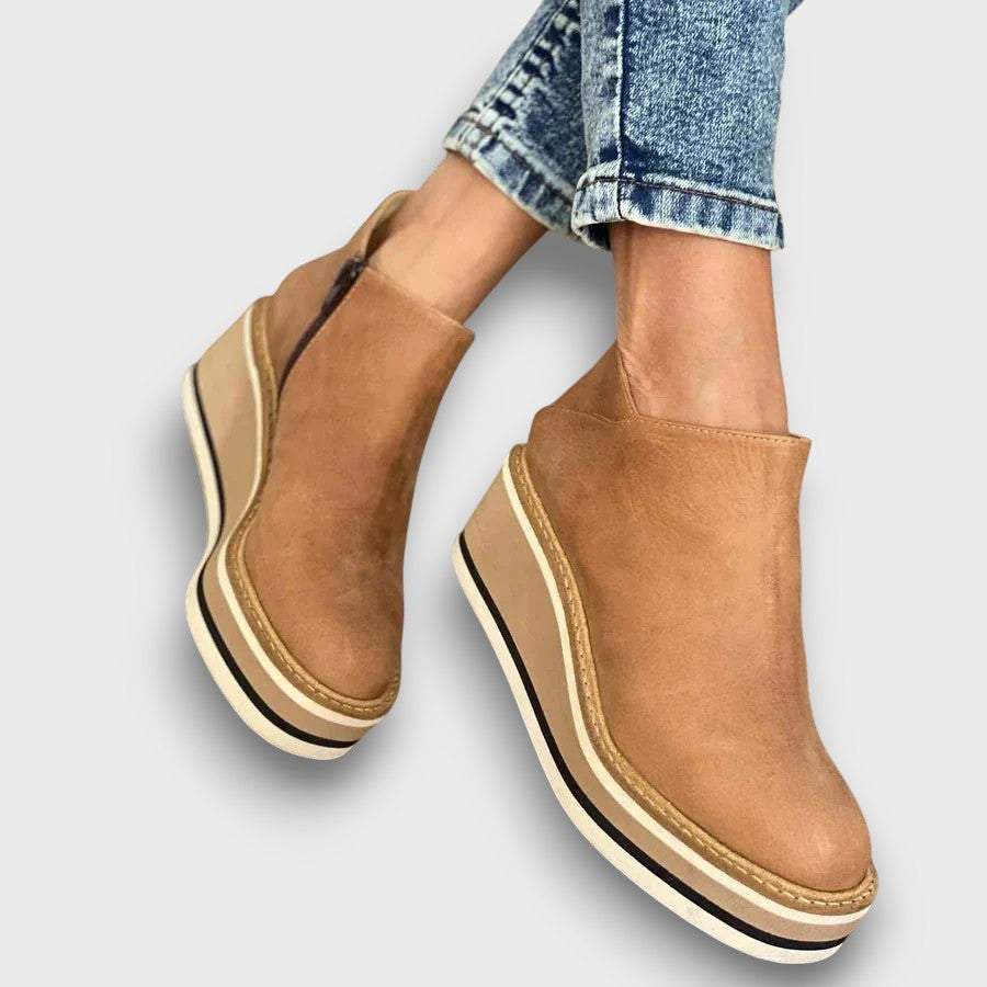 Bottines à semelle compensée avec fermeture éclair (femme)