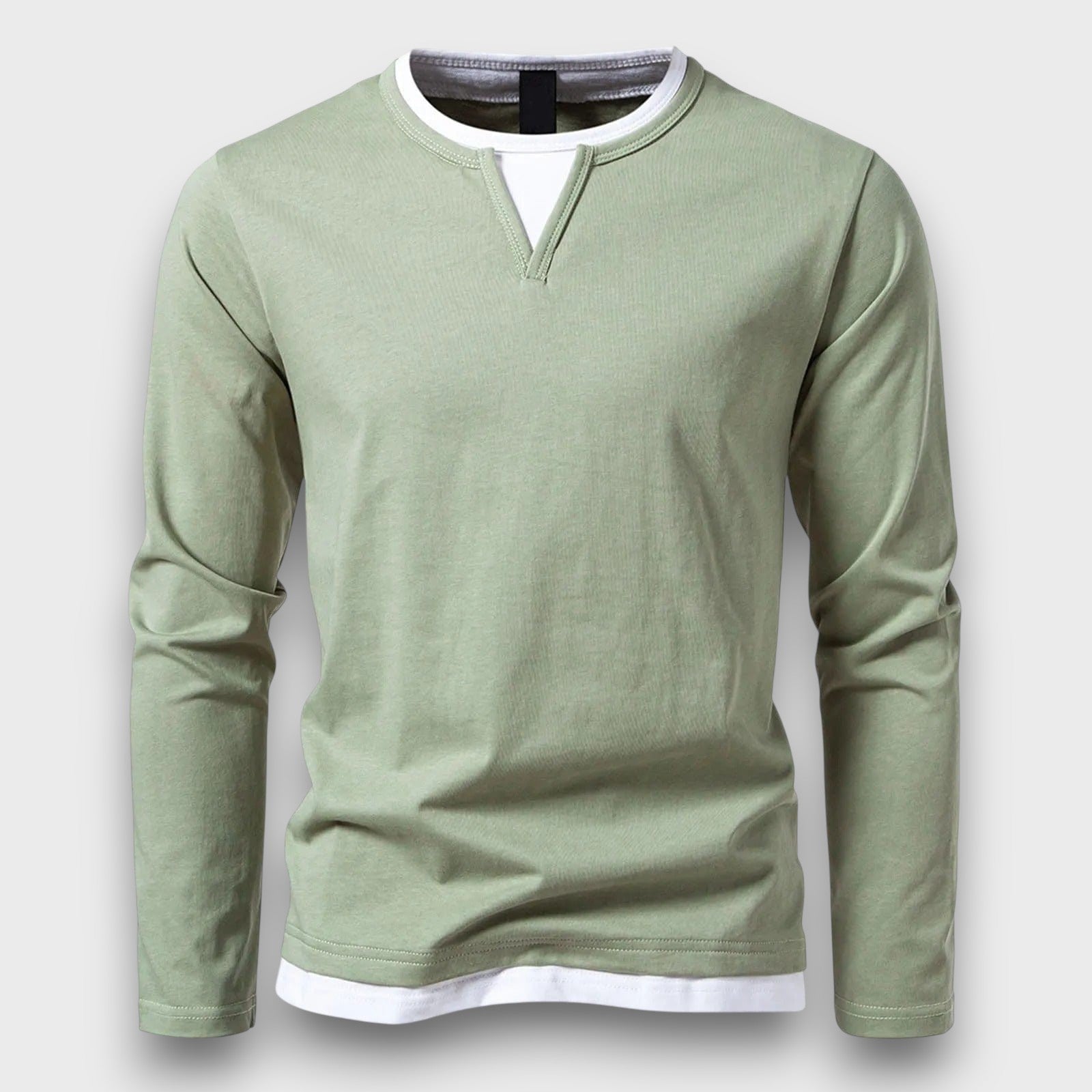 T-shirt à manches longues avec col fendu (homme)