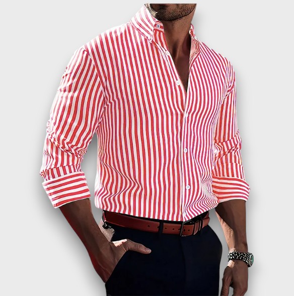 Chemise à rayures bleues et blanches avec boutons (homme)