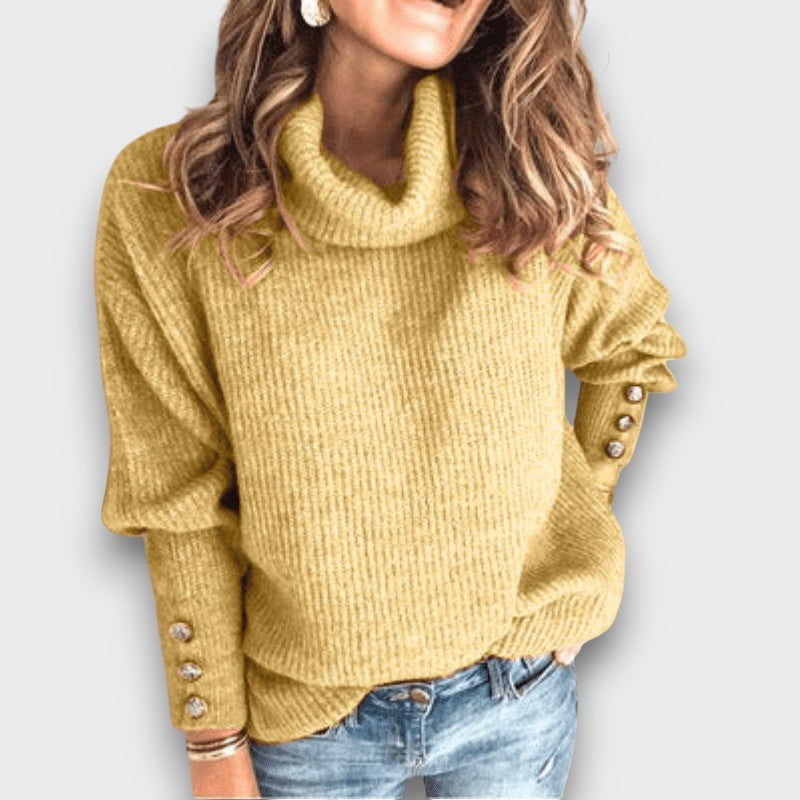 Pull femme en maille à col roulé