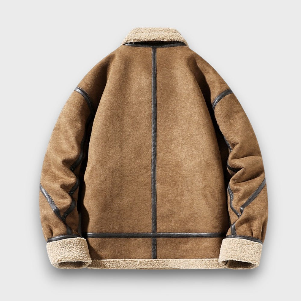 Veste en peau lainée avec détails en simili cuir (homme)