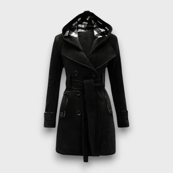 Manteau avec ceinture et capuche élégant (femme)