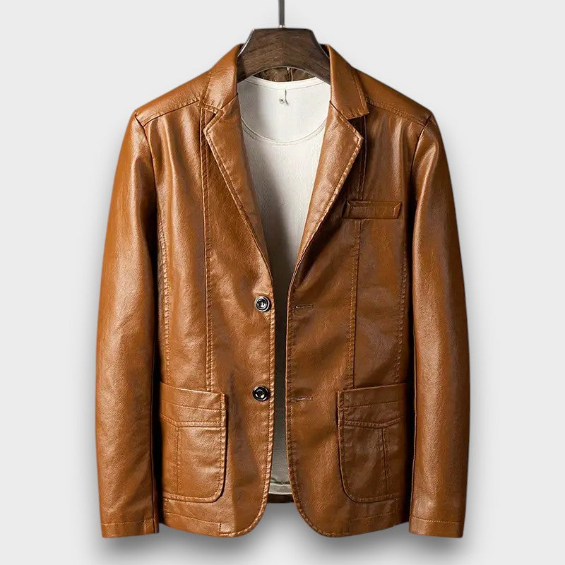 Blazer en cuir à coupe classique (homme)