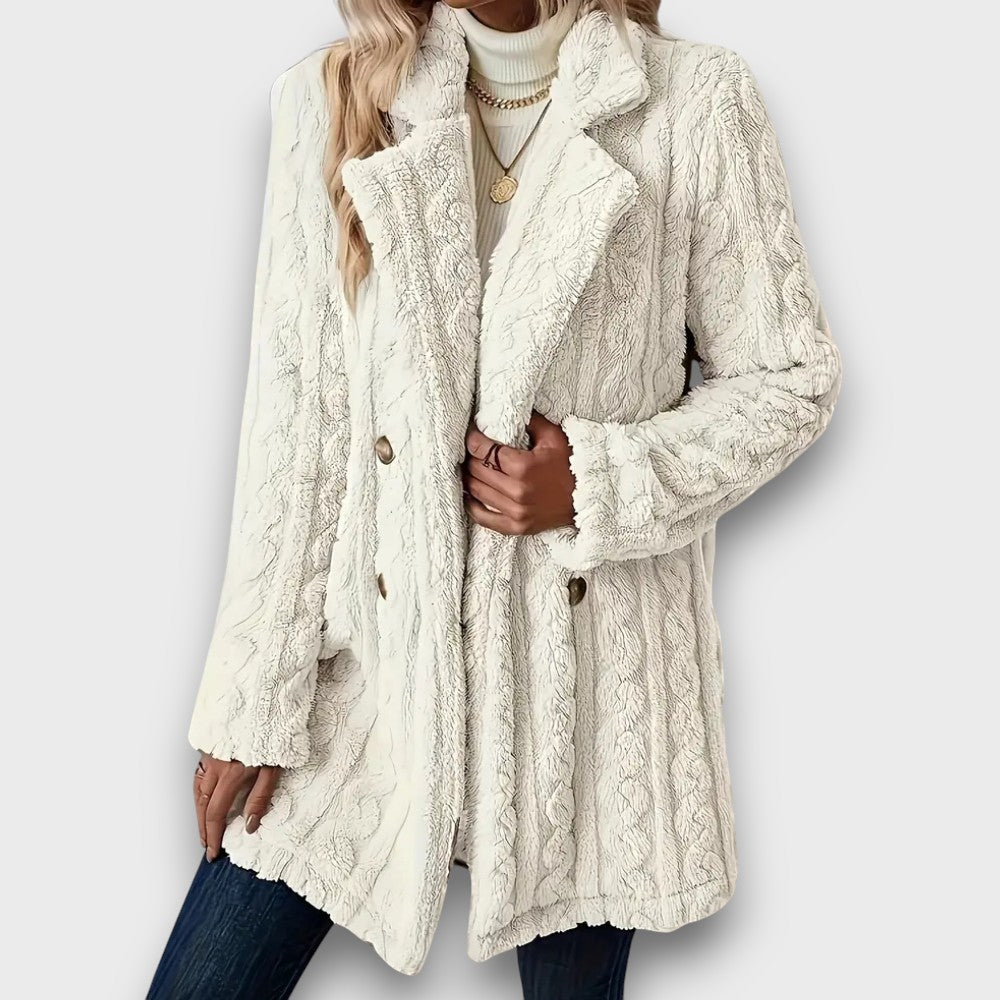 Manteau tricoté doux avec boutons (femme)