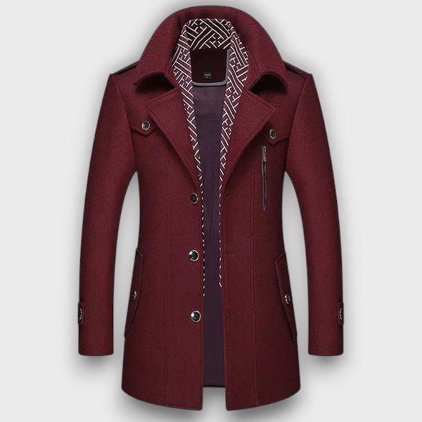 Manteau classique en laine à col montant (homme)