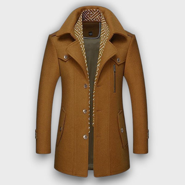 Manteau classique en laine à col montant (homme)