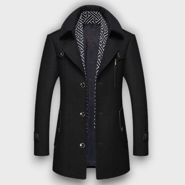 Manteau classique en laine à col montant (homme)