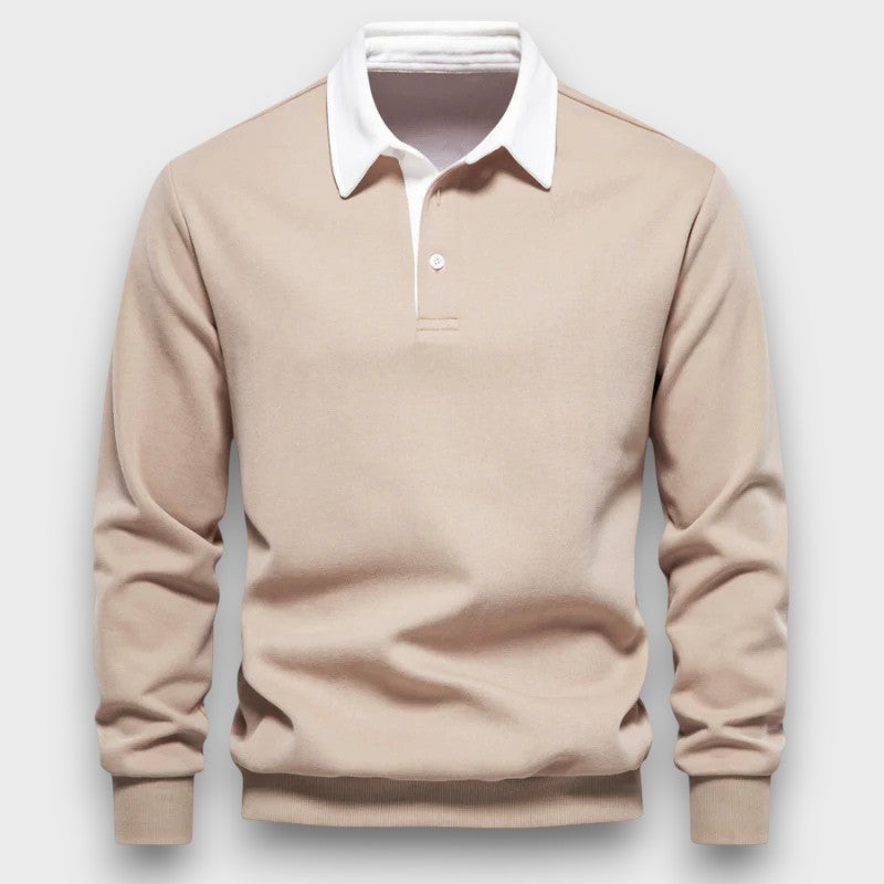 Pull polo homme à col contrasté