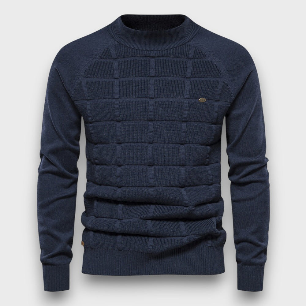 Pull en tricot structuré à col rond (homme)