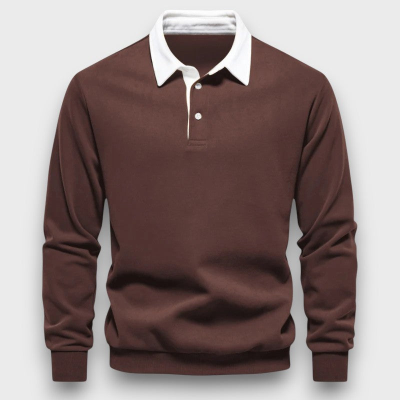 Pull polo homme à col contrasté