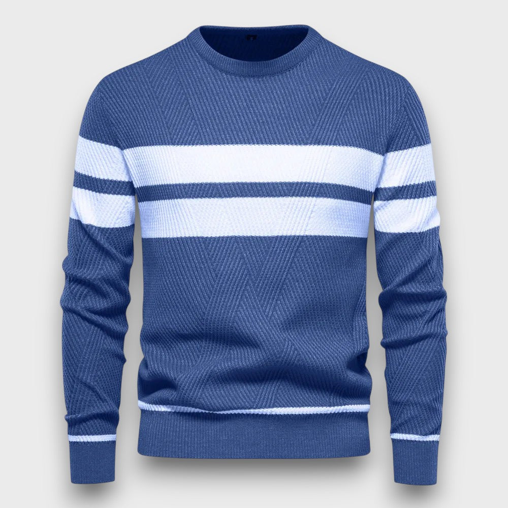 Pull fin à rayures et col rond (homme)