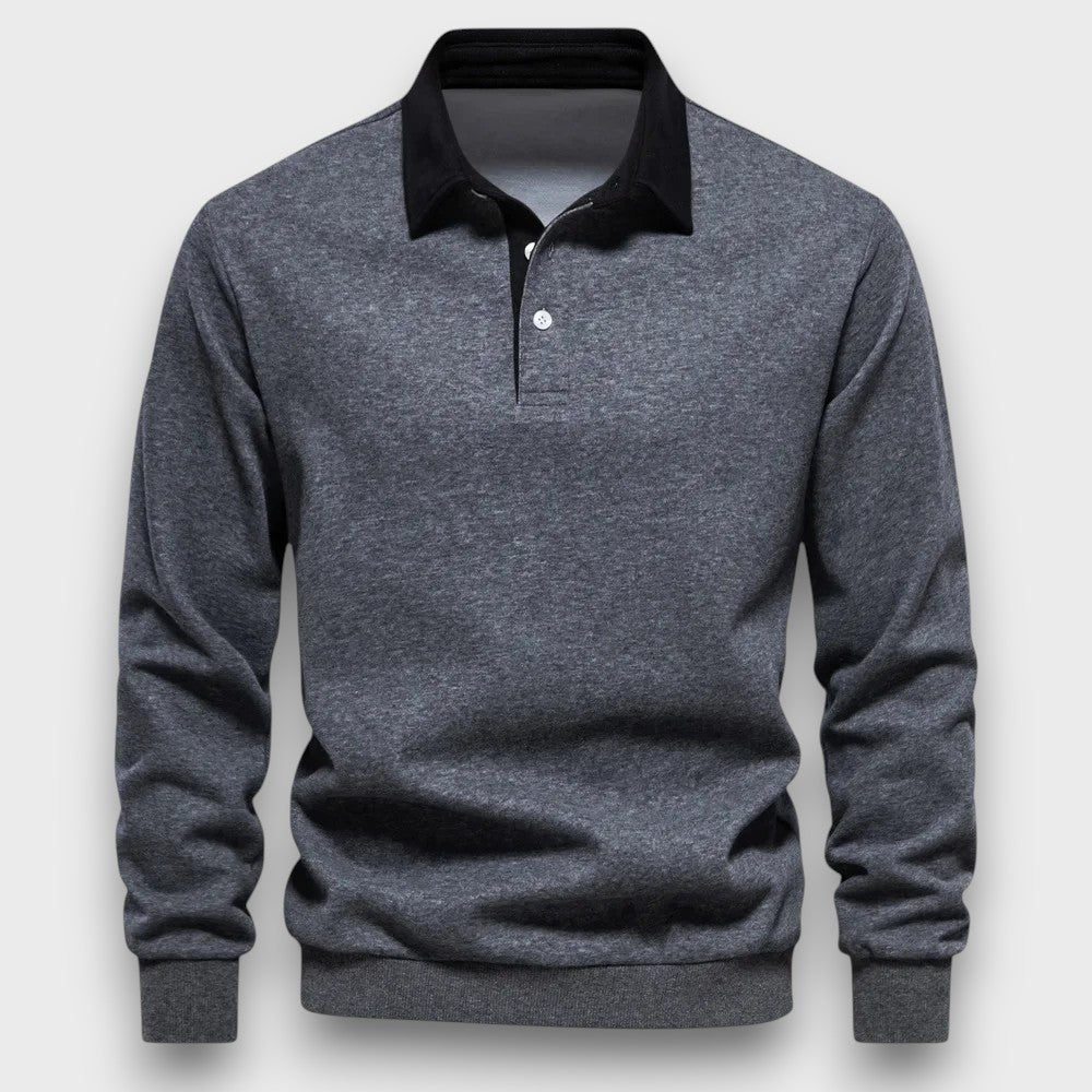 Pull polo homme à col contrasté