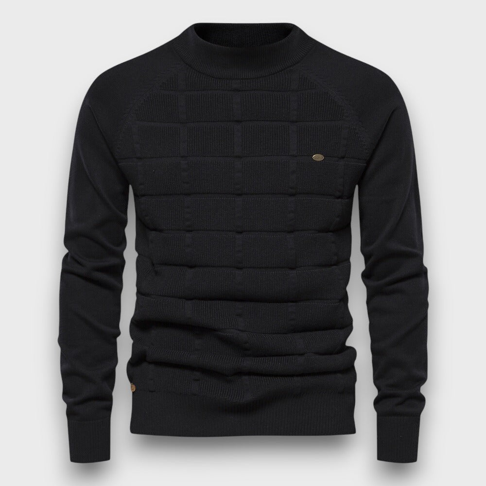 Pull en tricot structuré à col rond (homme)