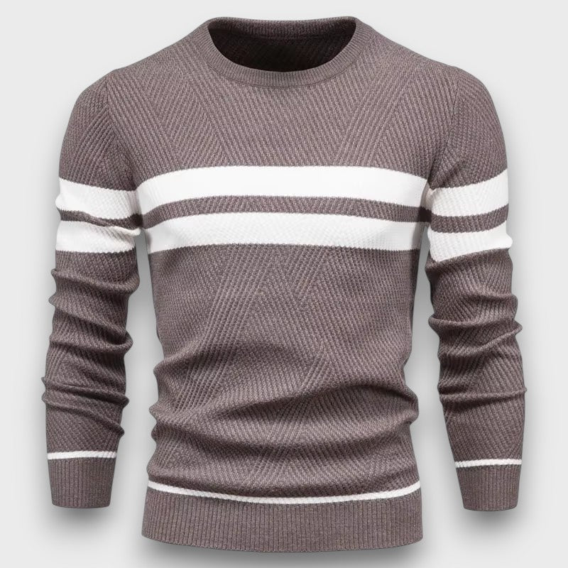 Pull fin à rayures et col rond (homme)