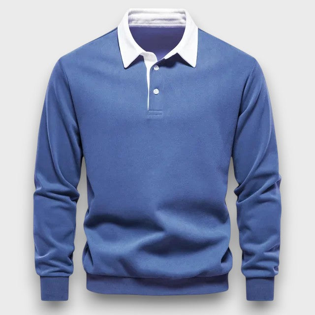 Pull polo homme à col contrasté