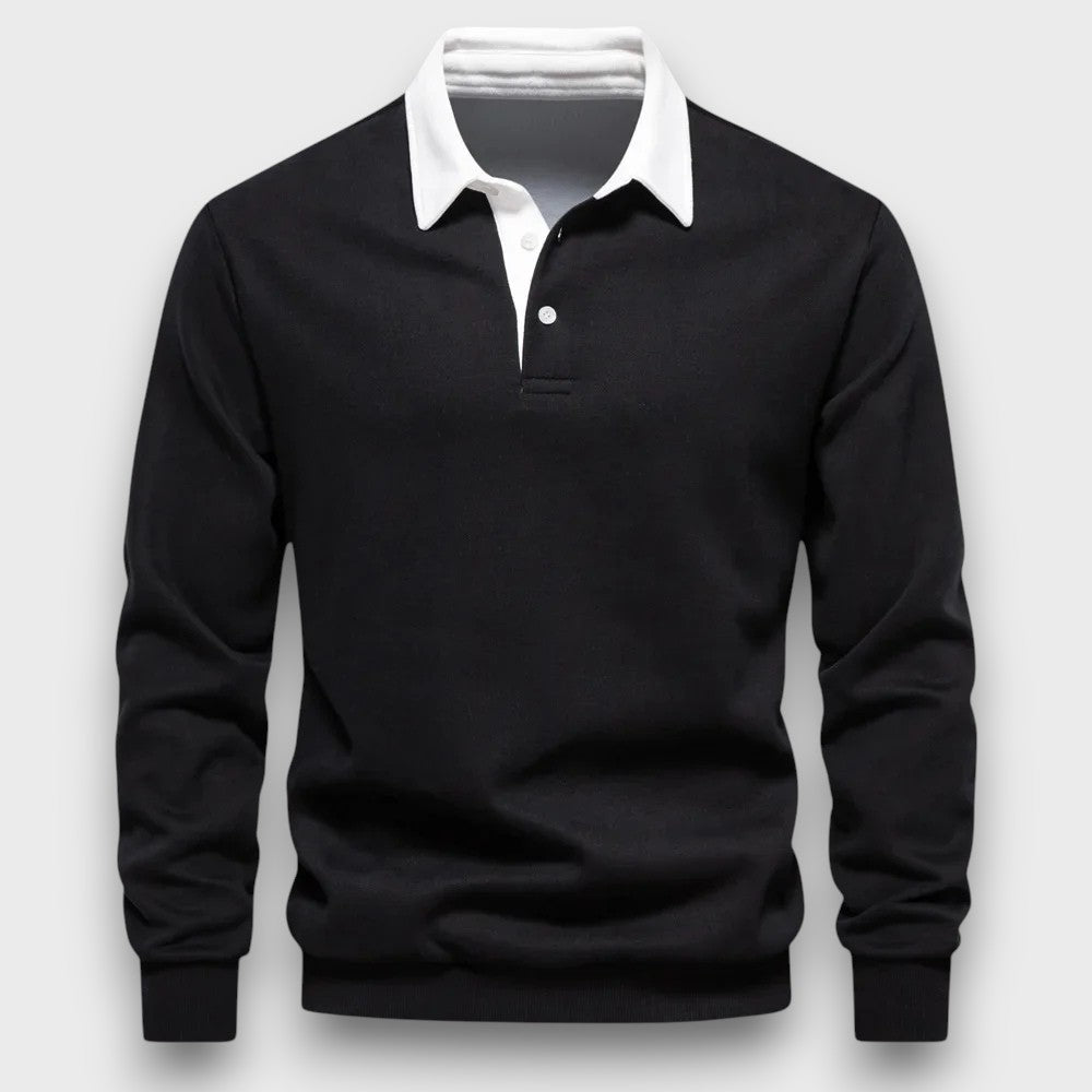 Pull polo homme à col contrasté