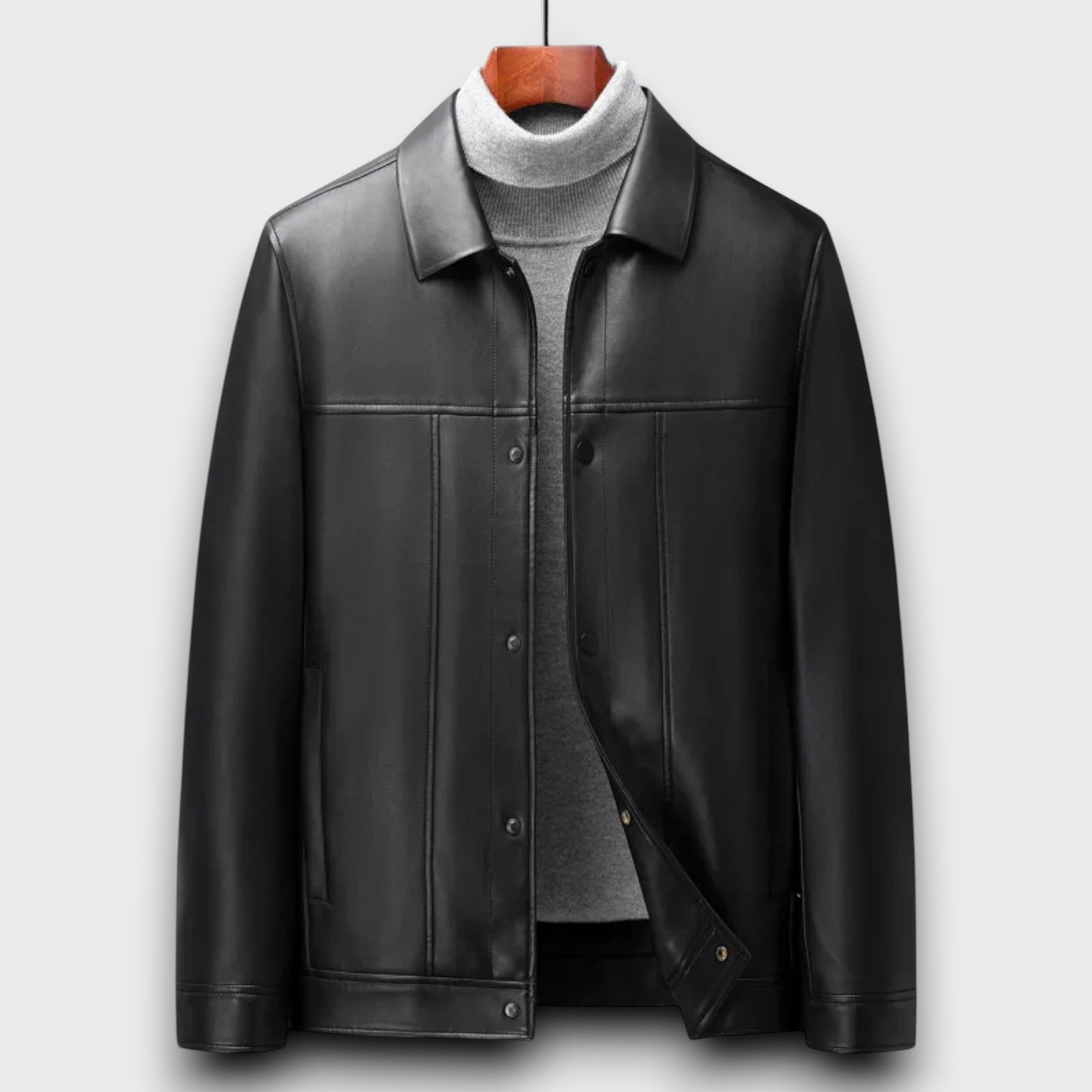 Veste homme en simili cuir coupe classique