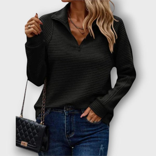 Pull côtelé à col zippé (femme)