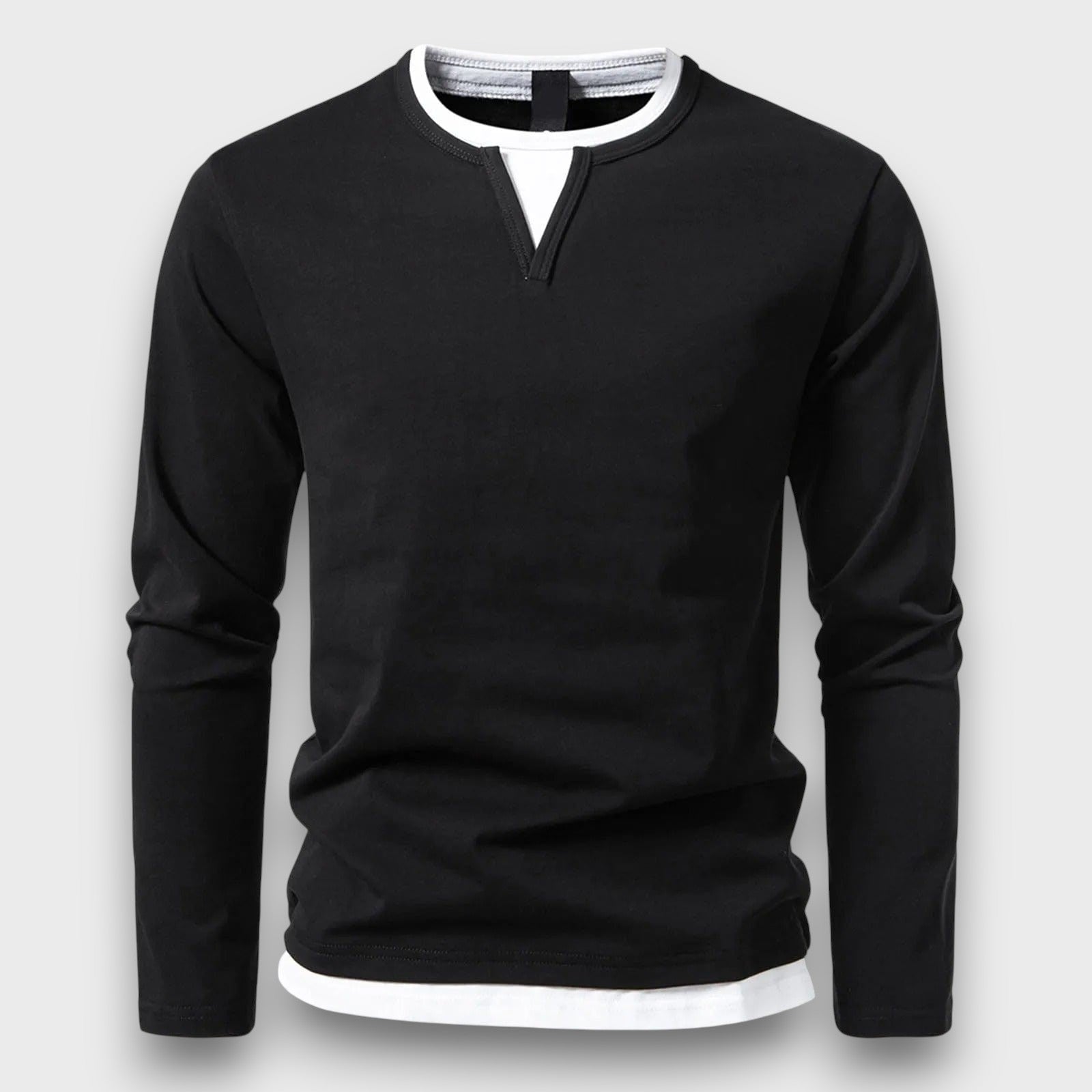 T-shirt à manches longues avec col fendu (homme)