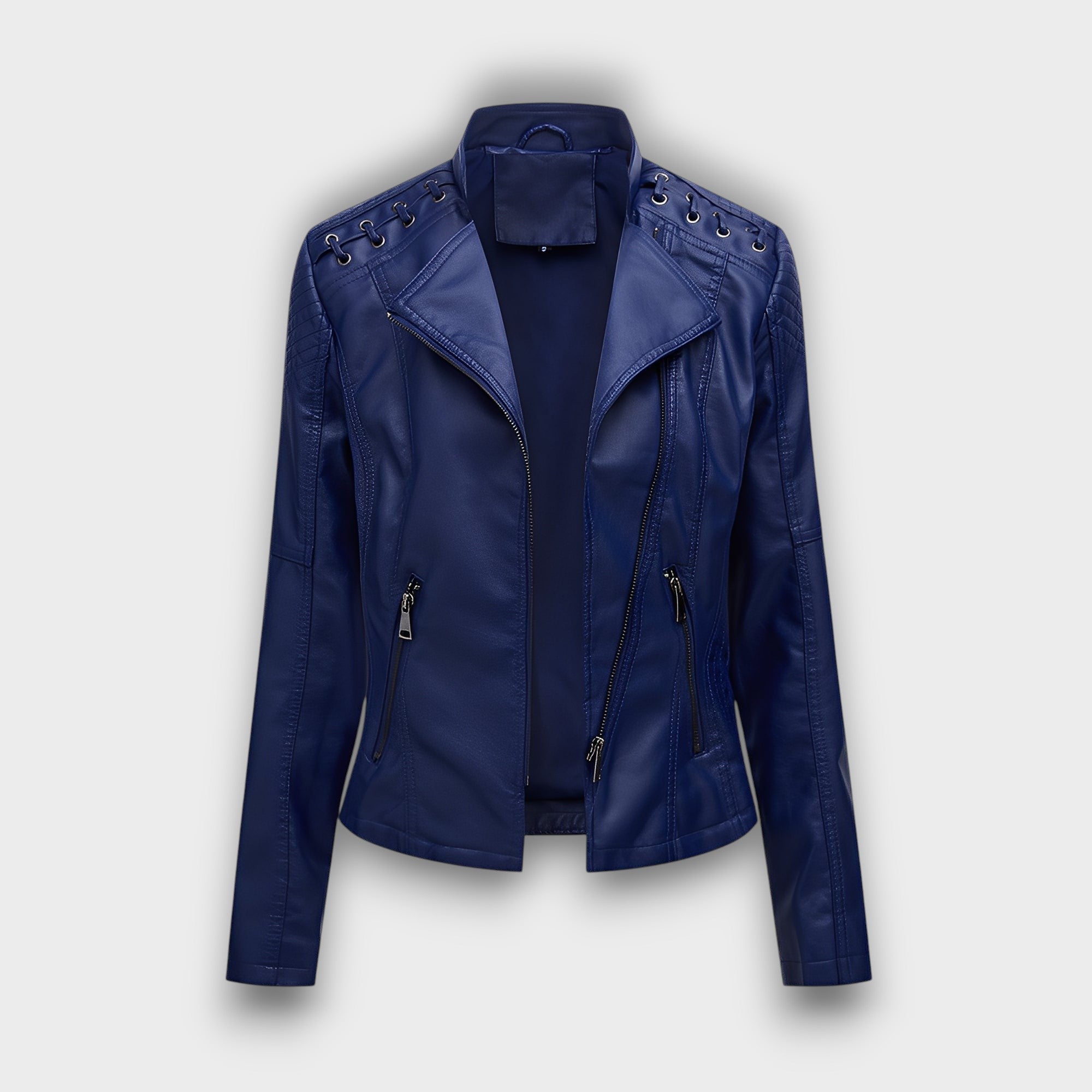 Veste biker en similicuir avec détails décoratifs (femme)