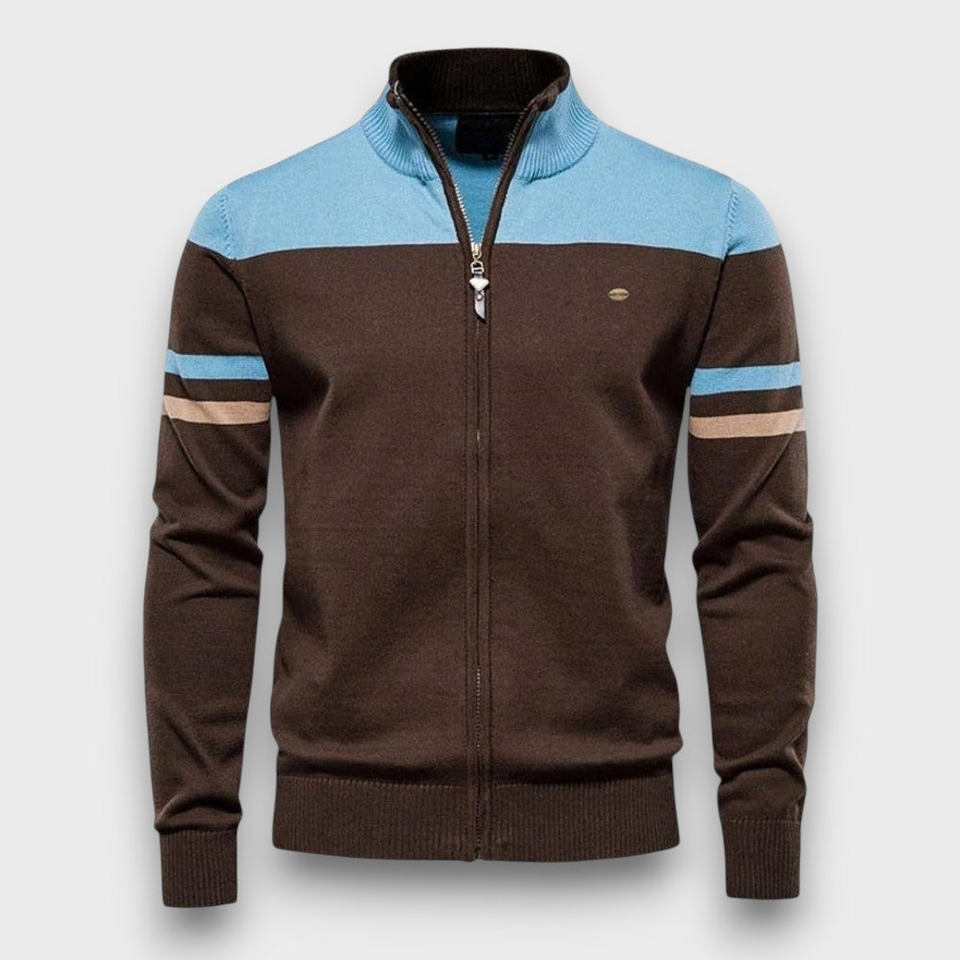 Gilet zippé en tricot à rayures (homme)