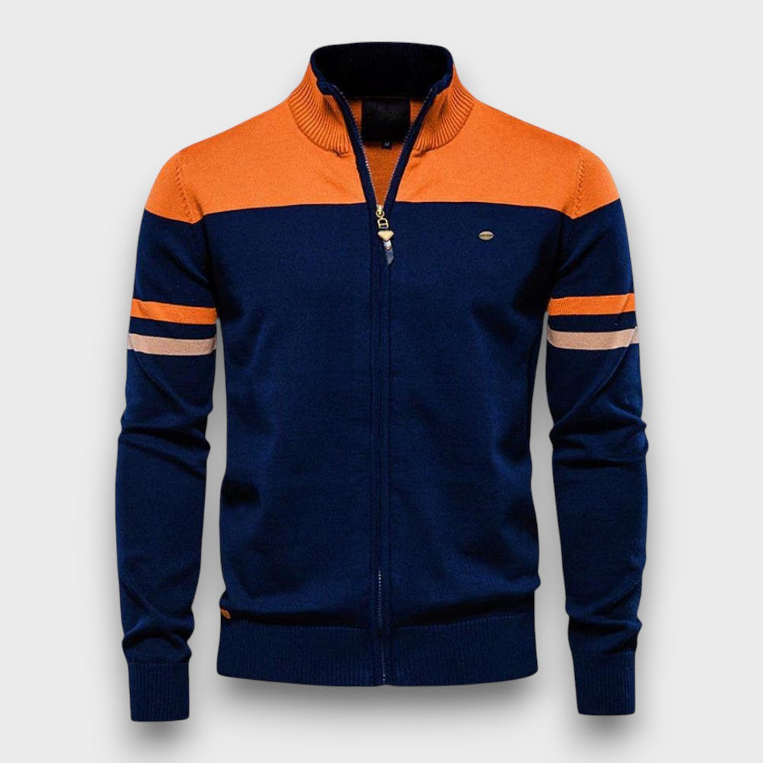 Gilet zippé en tricot à rayures (homme)