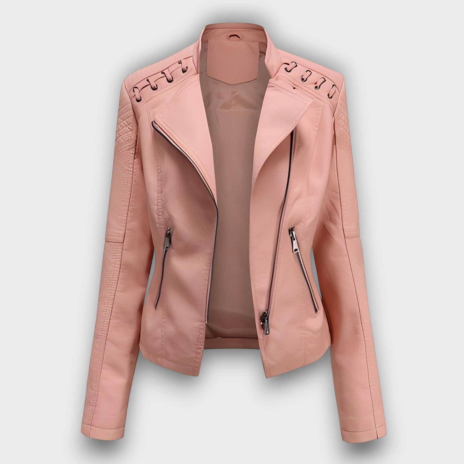 Veste biker en similicuir avec détails décoratifs (femme)