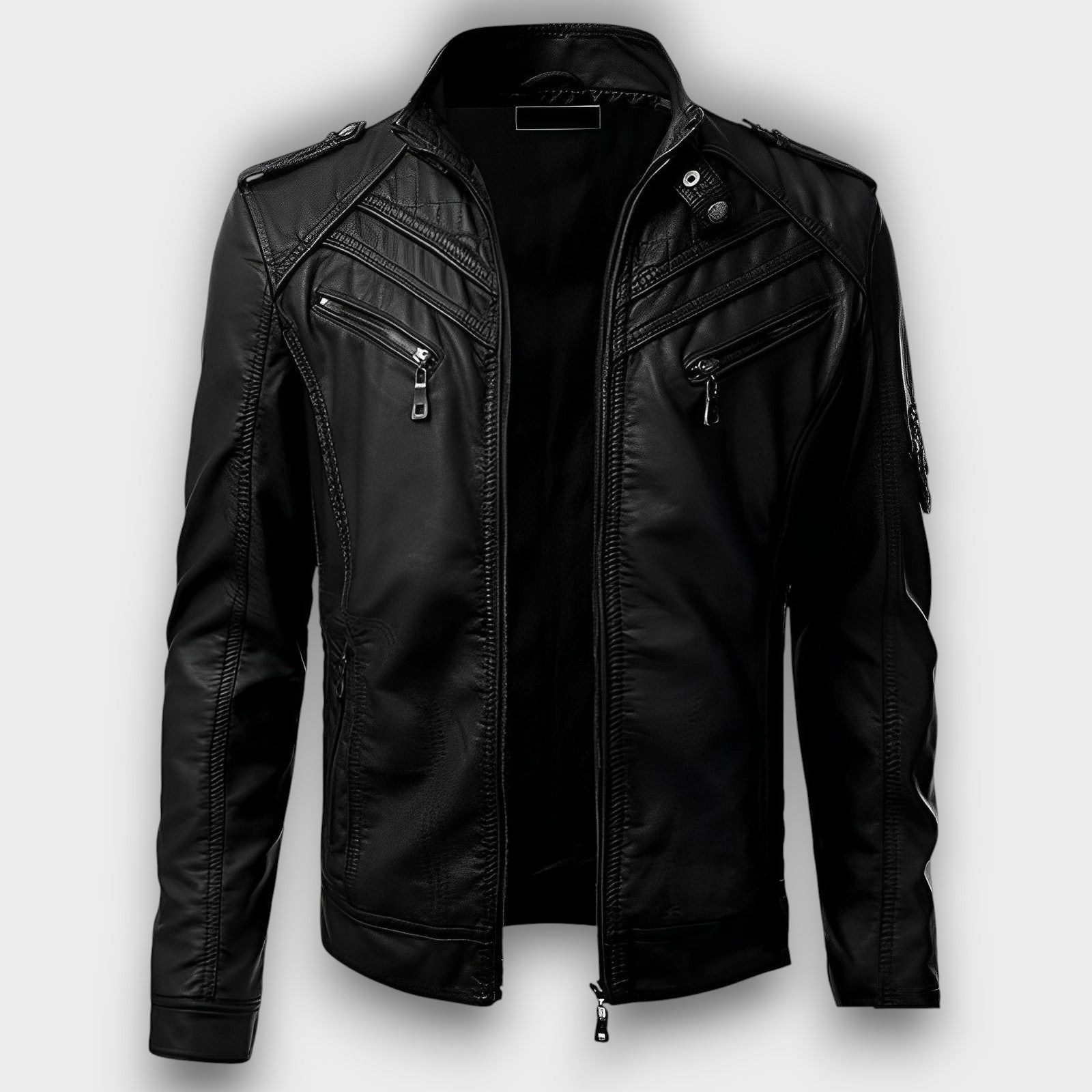 Veste biker en similicuir avec poches zippées (homme)