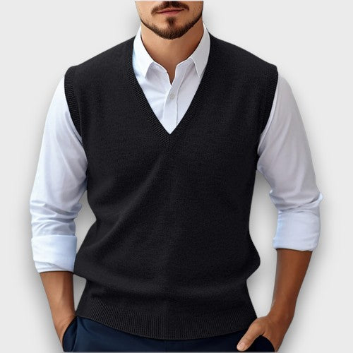 Pull sans manches à col en V (homme)