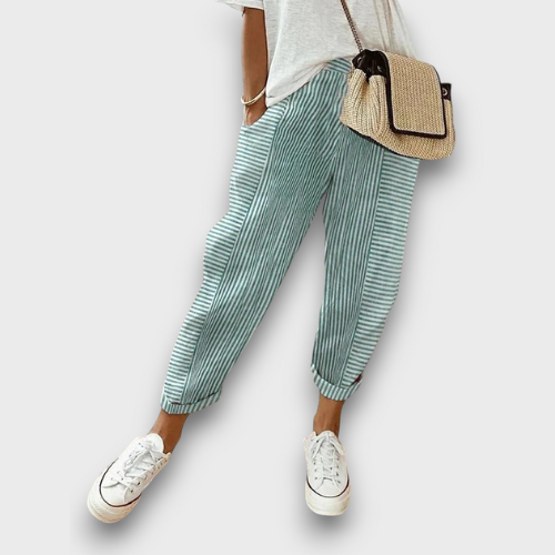 Pantalon femme à rayures coupe décontractée