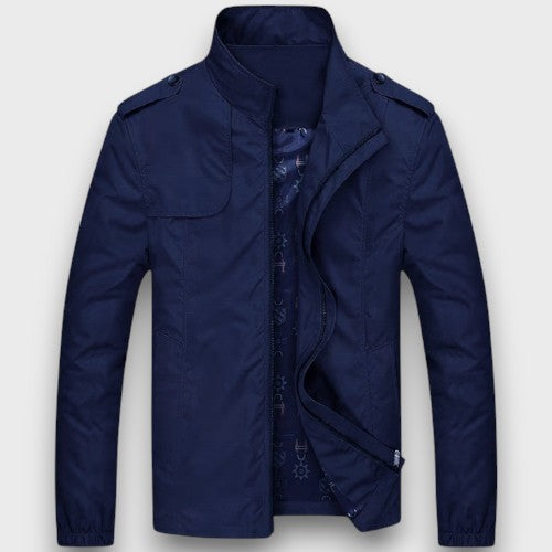 Veste décontractée beige légère avec col montant et fermeture éclair (homme)