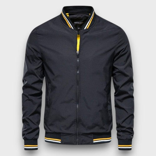 Veste universitaire légère zippée avec détails à rayures (homme)