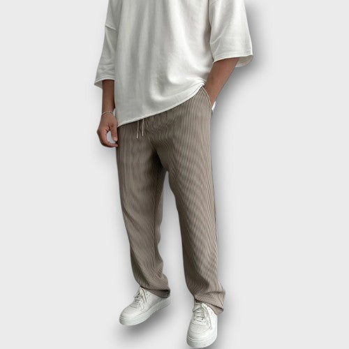 Pantalon ample à rayures en tissu (homme)