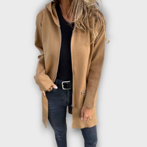 Gilet long pour femme avec fermeture éclair