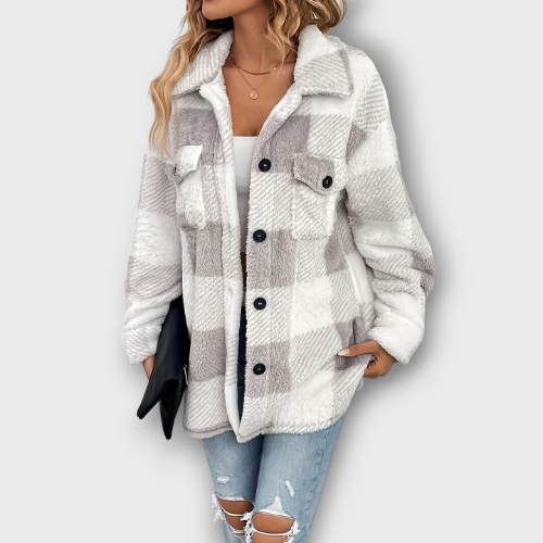 Veste en polaire à carreaux femme