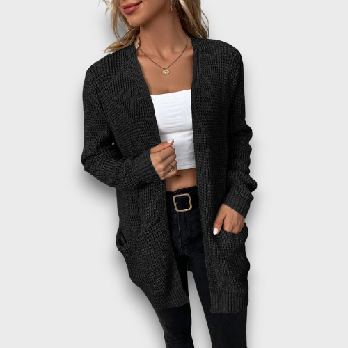Gilet femme en maille à coupe ouverte