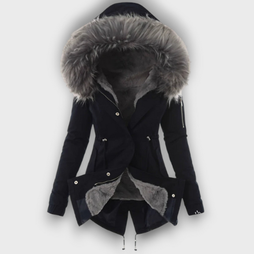 Veste d’hiver femme avec capuche en fausse fourrure
