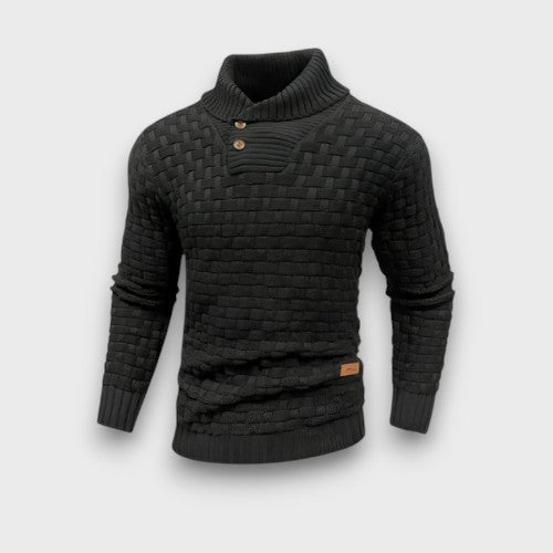 Pull en maille texturée avec patte de boutonnage (homme)