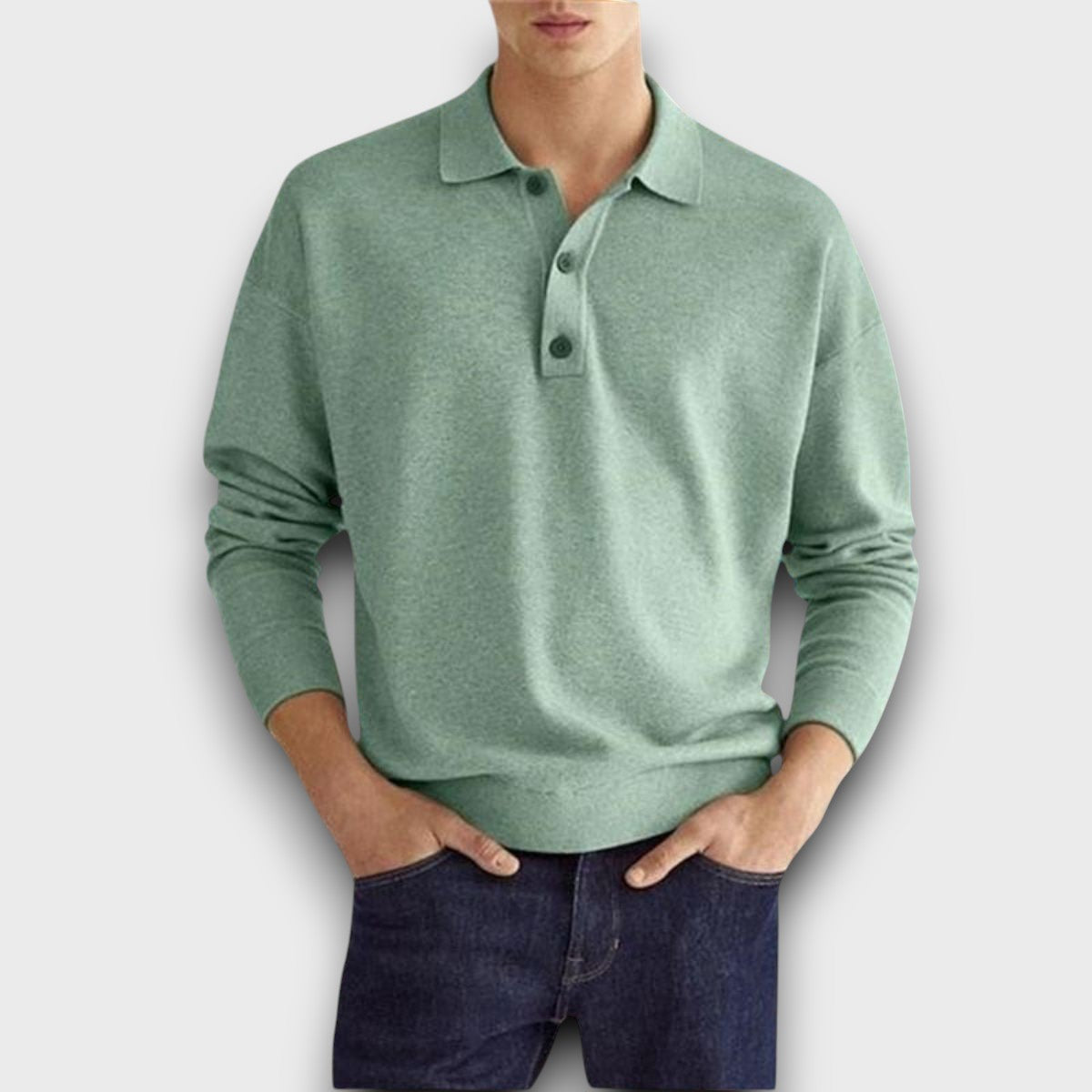 Pull polo à manches longues pour homme