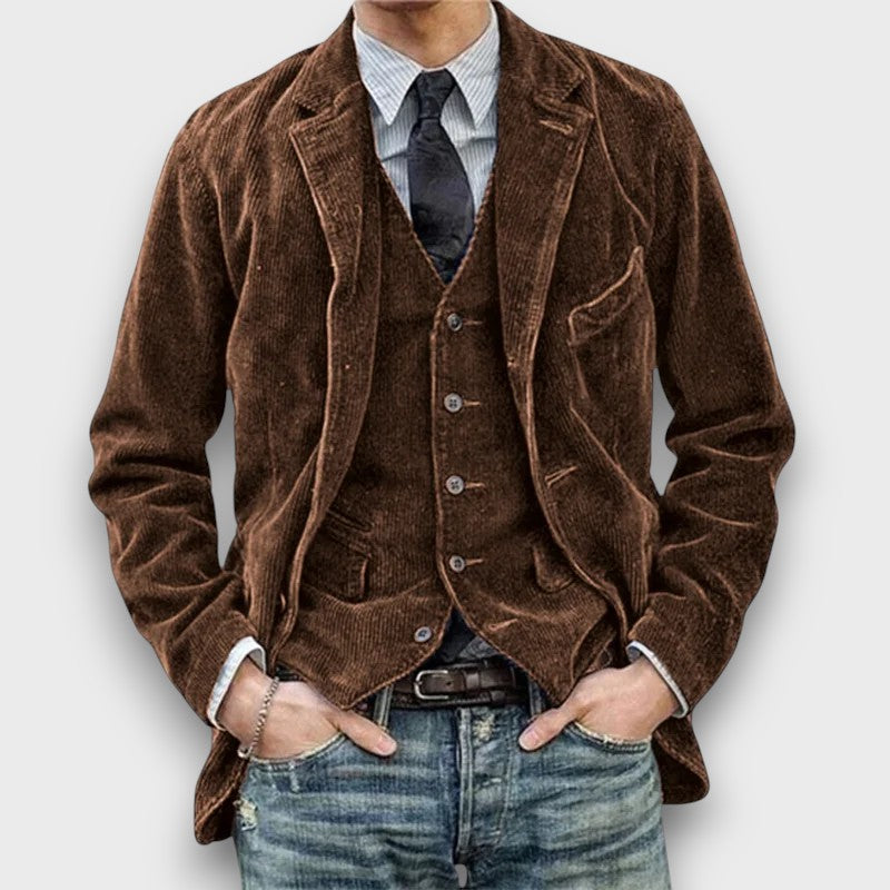 Veste en velours côtelé avec gilet (homme)