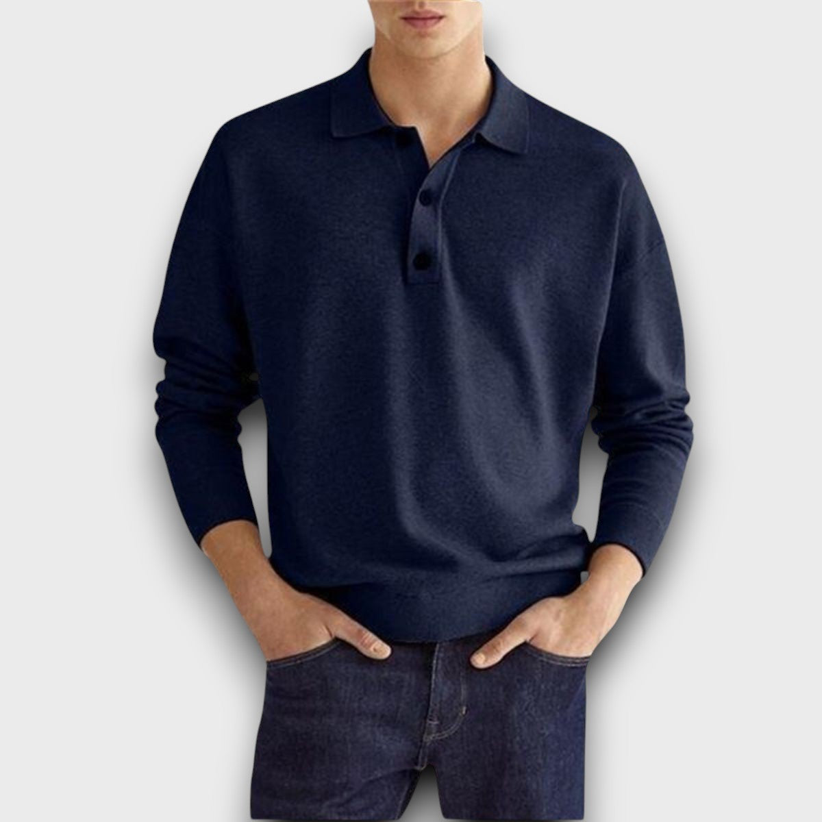 Pull polo à manches longues pour homme