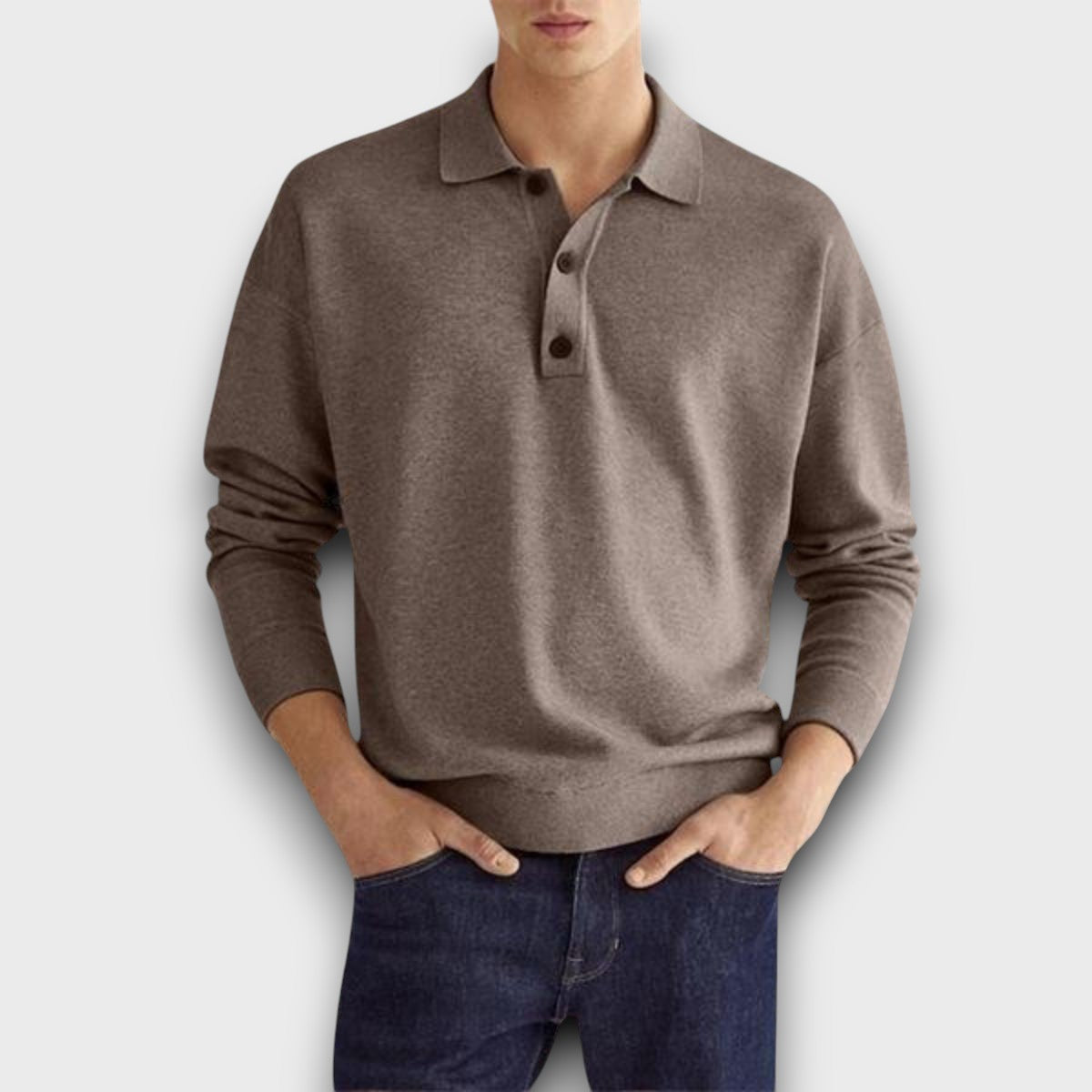 Pull polo à manches longues pour homme